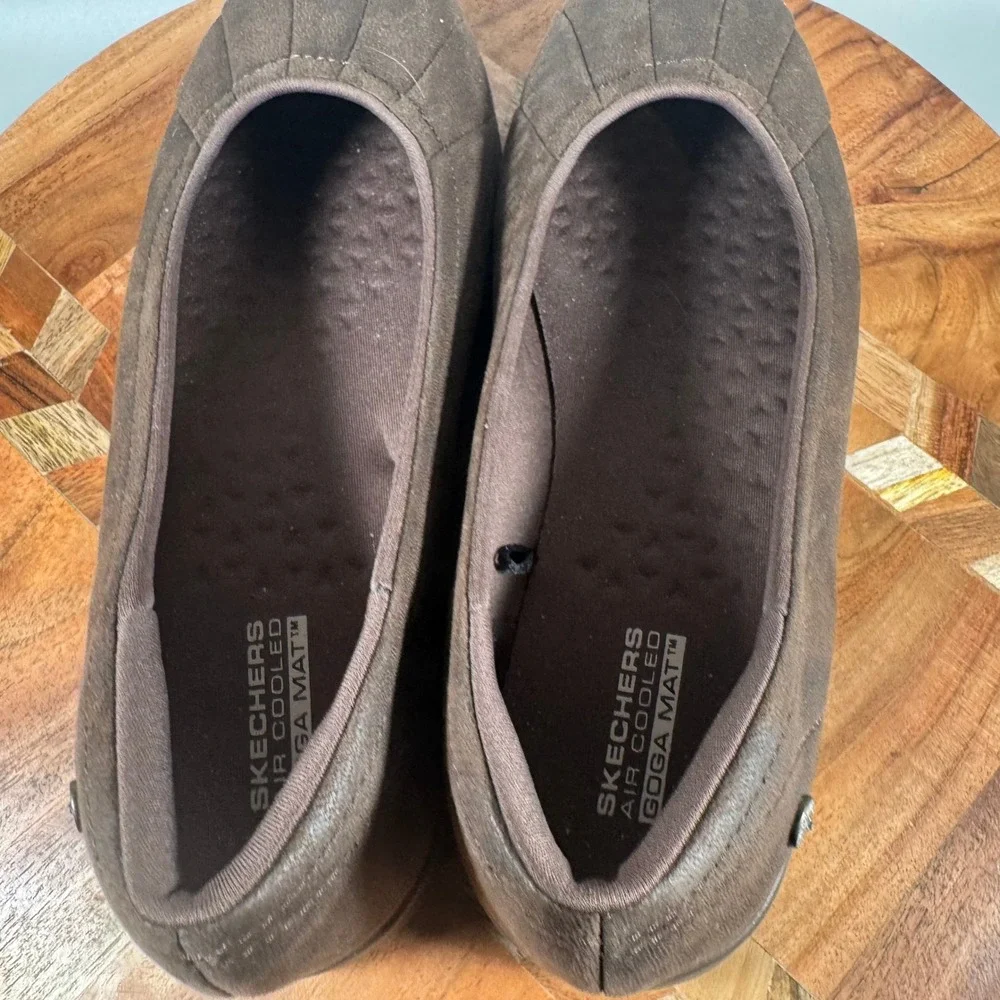 Skechers On-The-Go Brown Slip On Ballet Flats Goga Mat Womens 7.5 136273 CHOC